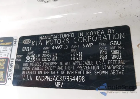 2018 Kia Sportage Ex from USA, damaged, VIN KNDPN3AC3J7354498